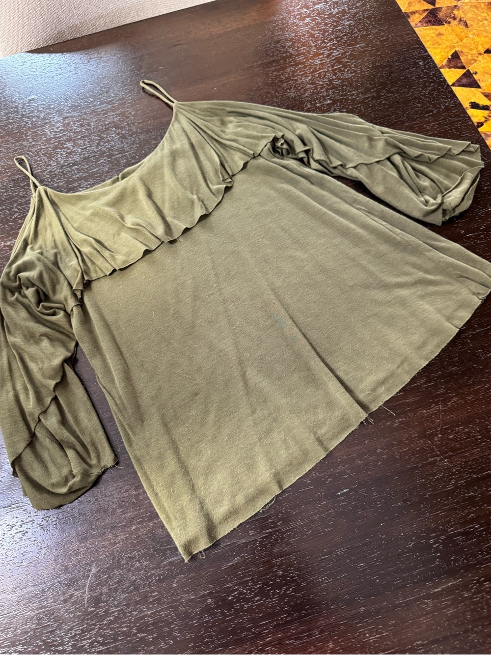 Bailey 44 Olive Ruffle Cold-Shoulder Top